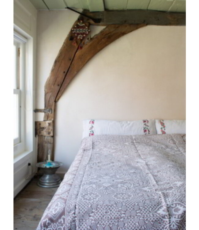 beddensprei Mozaïek bruin 245x180cm