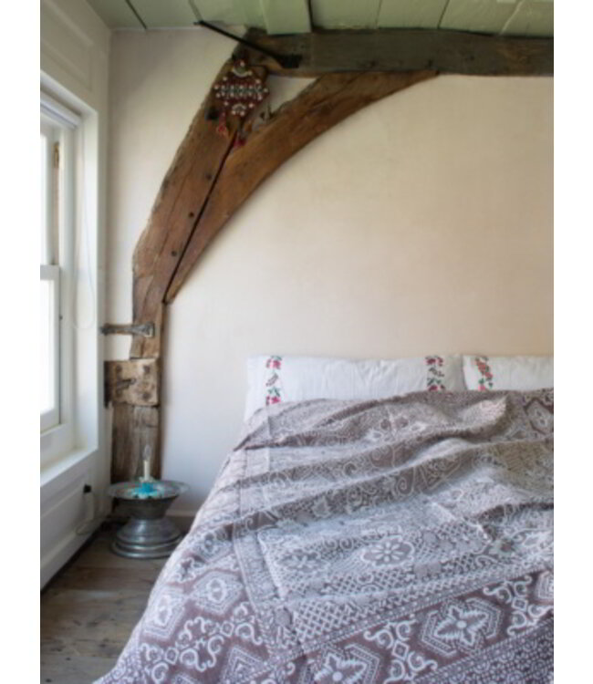 beddensprei Mozaïek bruin 245x180cm