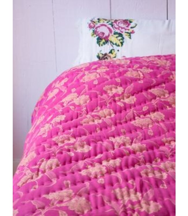 damast beddensprei roze 250x280cm