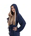 jersey badjas met rits en capuchon marineblauw