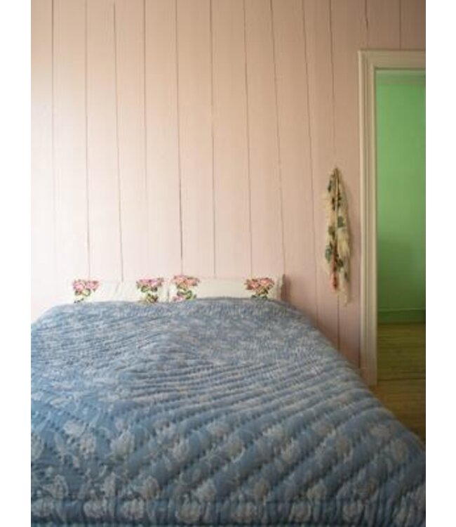 damast beddensprei blauw 250x280cm