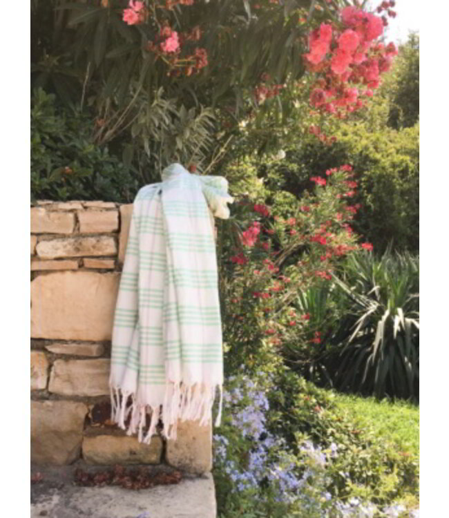 biologische hamamdoek XL helderzeegroen 210x100cm