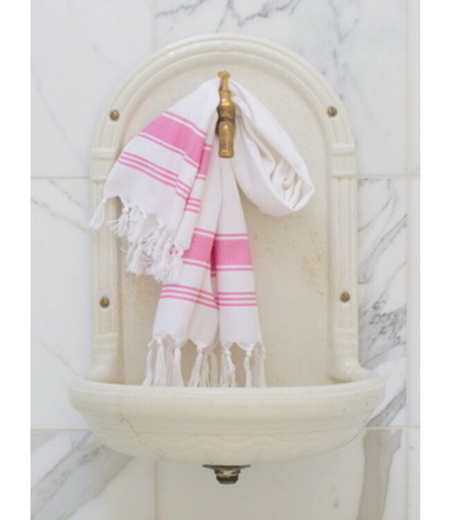 kleine hamamdoek honingraat sorbetroze 100x50cm