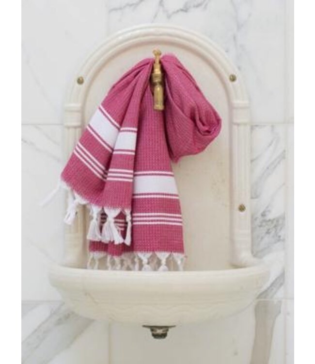 kleine hamamdoek honingraat cerise 100x50cm