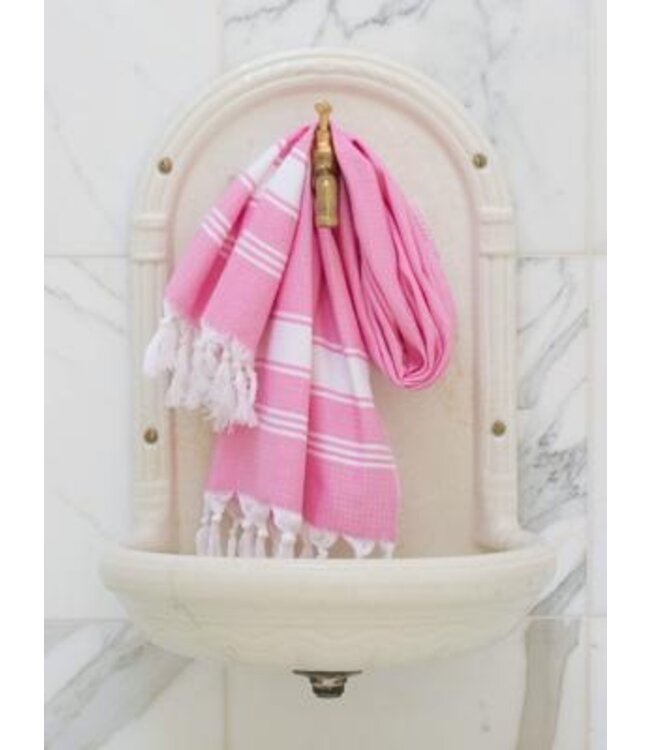 kleine hamamdoek honingraat sorbetroze 100x50cm