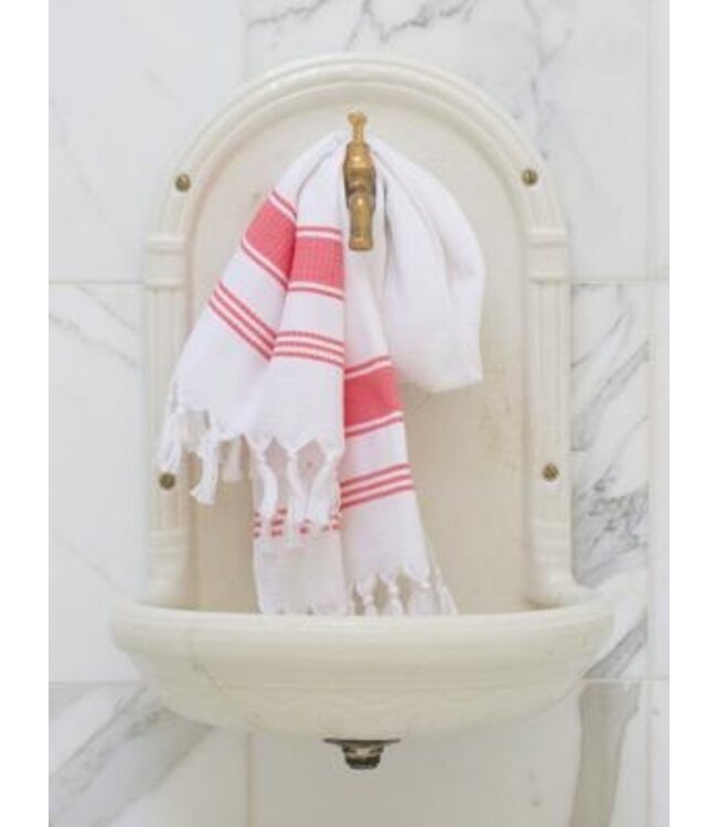 kleine hamamdoek honingraat koraalrood 100x50cm