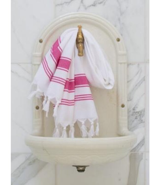 kleine hamamdoek honingraat fuchsia 100x50cm