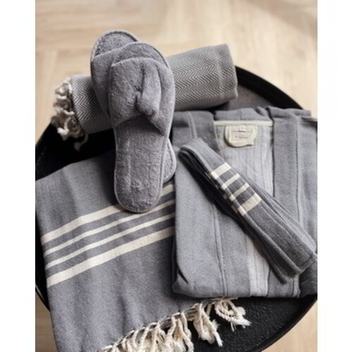 Lalay hamamdoek Krem Sultan dark grey