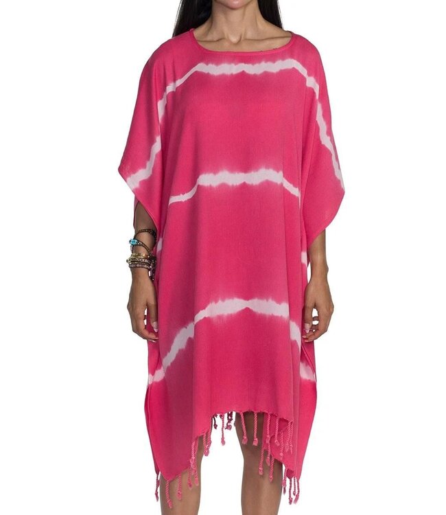 tie dye strandtuniek fuchsia onesize (L/XL)