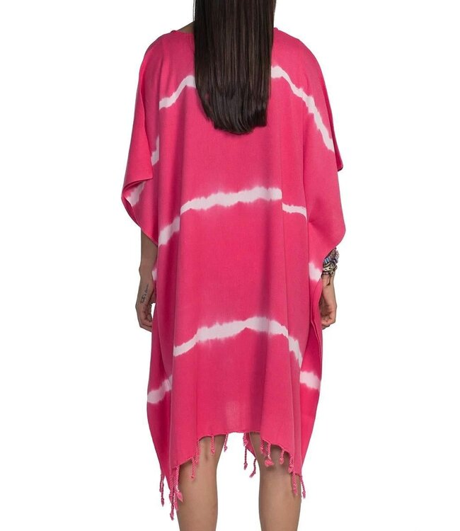 tie dye strandtuniek fuchsia onesize (L/XL)