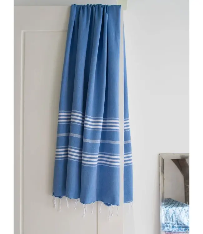 hamamdoek XL mediterraan blauw 210x100cm
