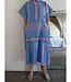 surf en zwemponcho voor volwassenen mediteraanblauw/zuurstokroze - onesize