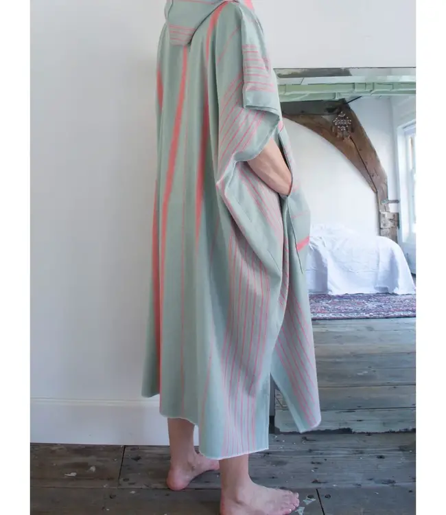 surf en zwemponcho voor volwassenen grijsgroen/koraalrood - onesize