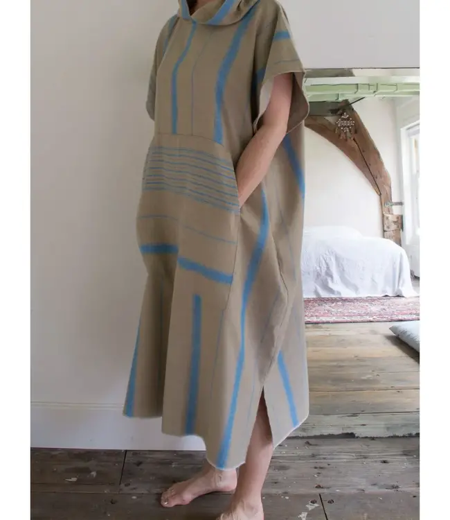 surf en zwemponcho voor volwassenen olijfgroen/oceaanblauw - onesize