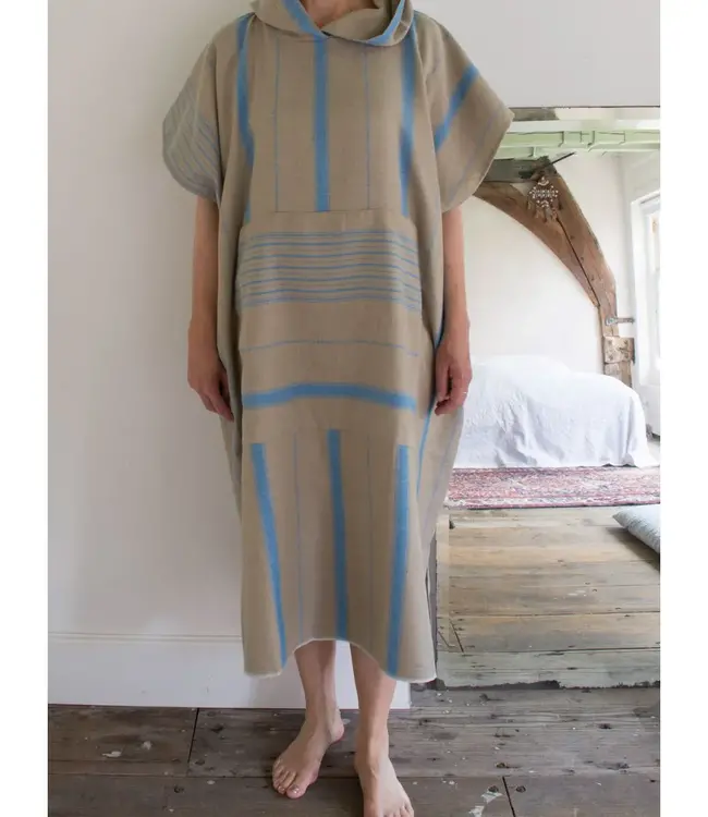 surf en zwemponcho voor volwassenen olijfgroen/oceaanblauw - onesize