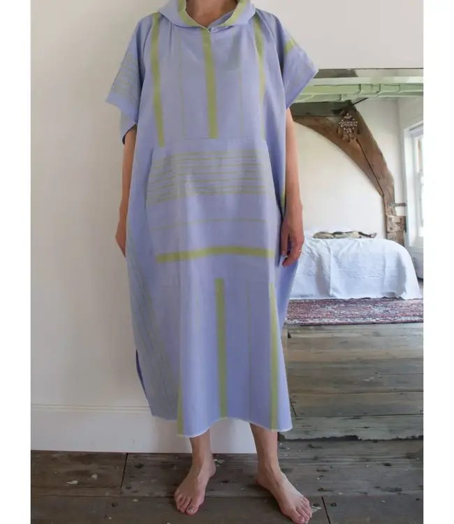surf en zwemponcho voor volwassenen lavendelblauw/mosgroen - onesize