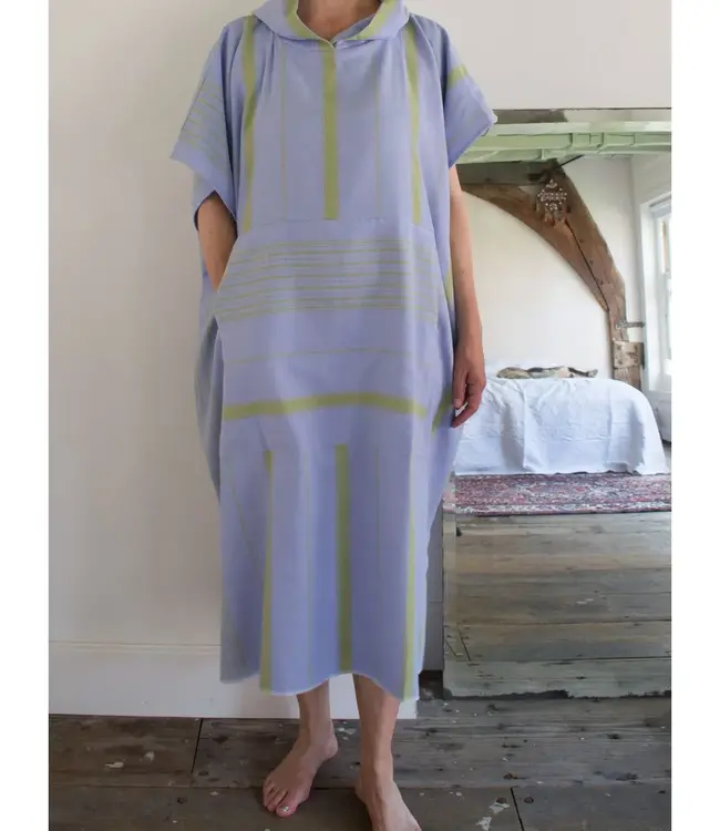 surf en zwemponcho voor volwassenen lavendelblauw/mosgroen - onesize