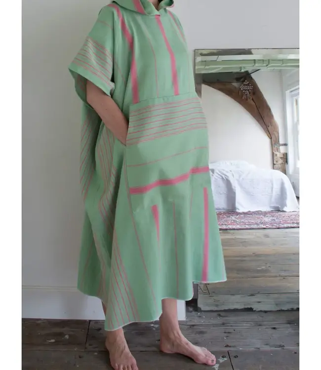 surf en zwemponcho voor volwassenen pistache/tulp - onesize