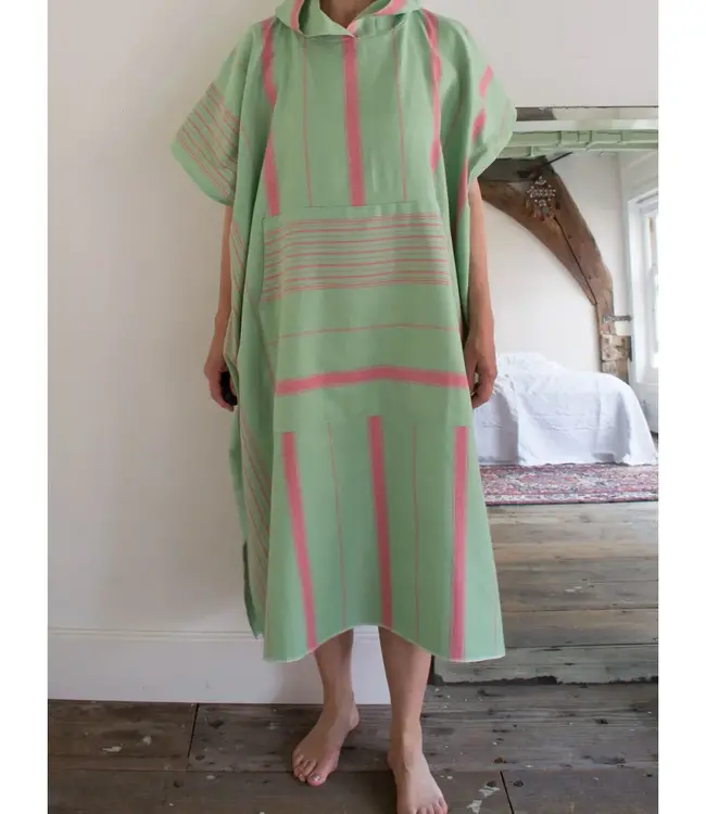 surf en zwemponcho voor volwassenen pistache/tulp - onesize
