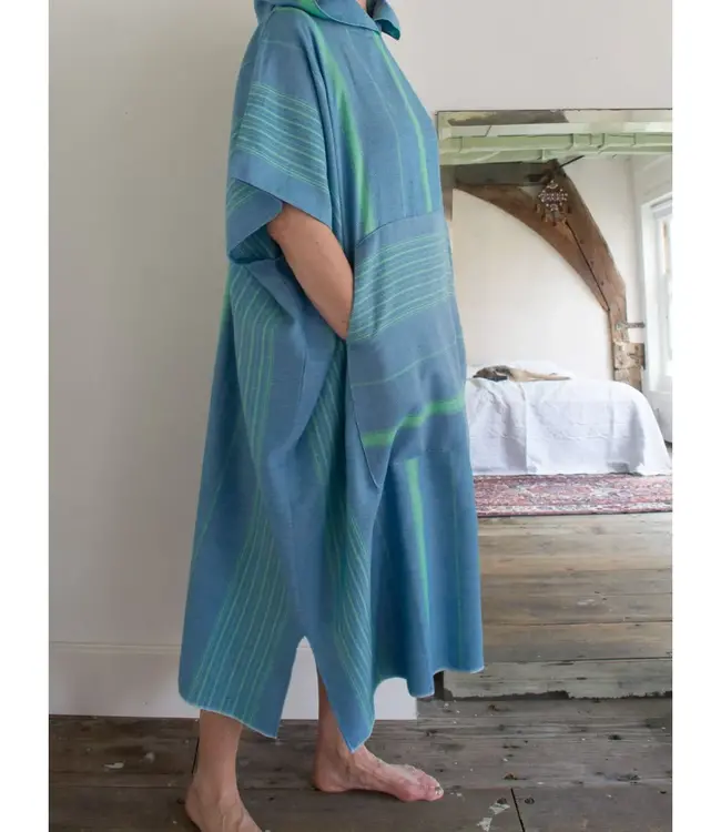 surf en zwemponcho voor volwassenen oceaanblauw/jade - onesize