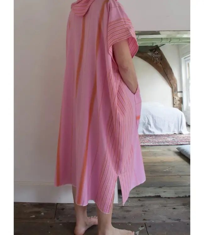 surf en zwemponcho voor volwassenen sorbetroze/mandarijn - onesize