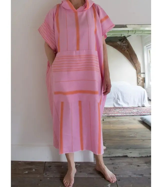 surf en zwemponcho voor volwassenen sorbetroze/mandarijn - onesize