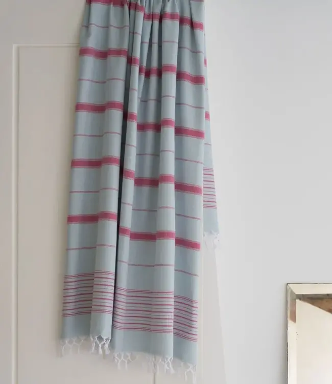 2 kleuren hamamdoek zeegroen/cerise 170x100cm