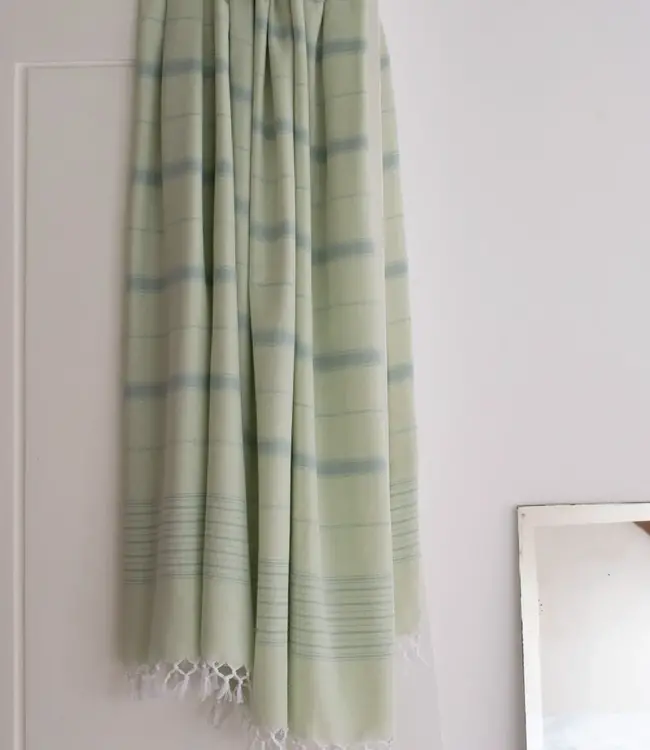 2 kleuren hamamdoek lichtgroen/grijsgroen 170x100cm