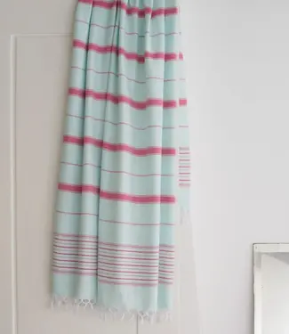 Ottomania 2 kleuren hamamdoek mint/robijn