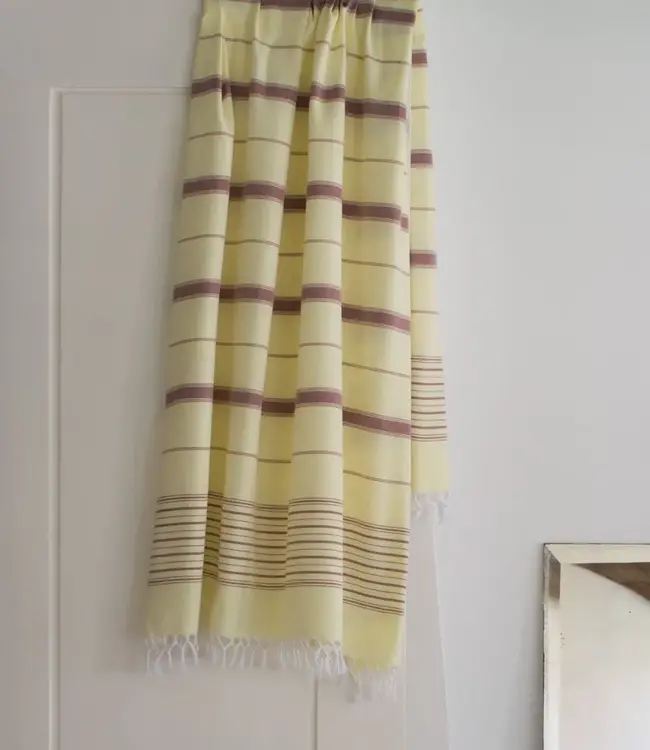 2 kleuren hamamdoek citroen/chocolade 170x100cm
