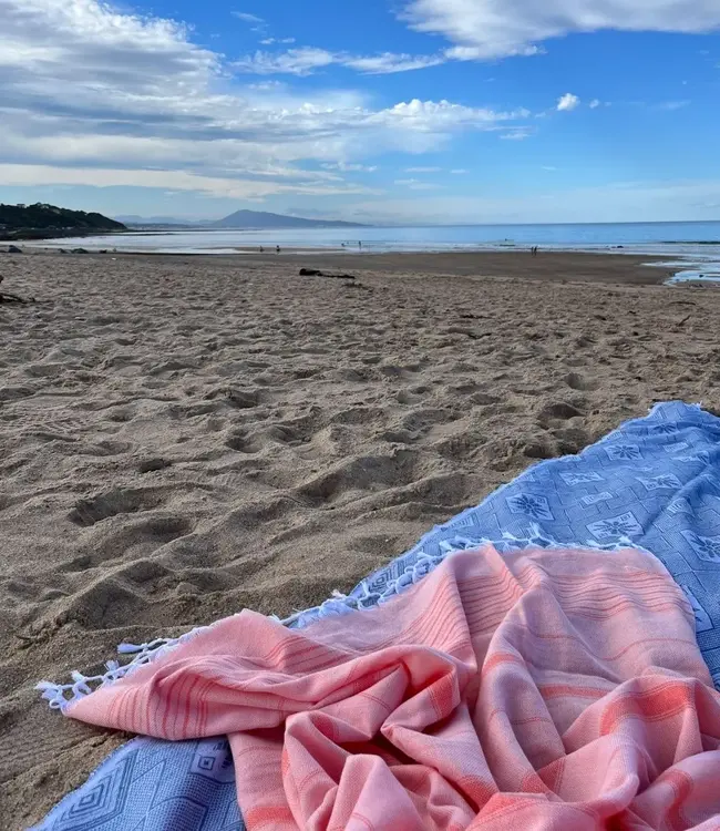 2 kleuren hamamdoek donkerperzik/mandarijn 170x100cm