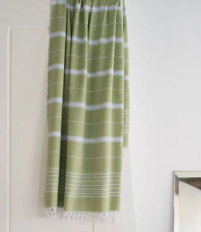 2 kleuren hamamdoek mosgroen/lichtblauw 170x100cm