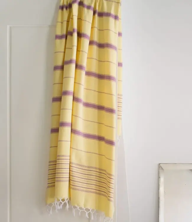 2 kleuren hamamdoek geel/framboos 170x100cm