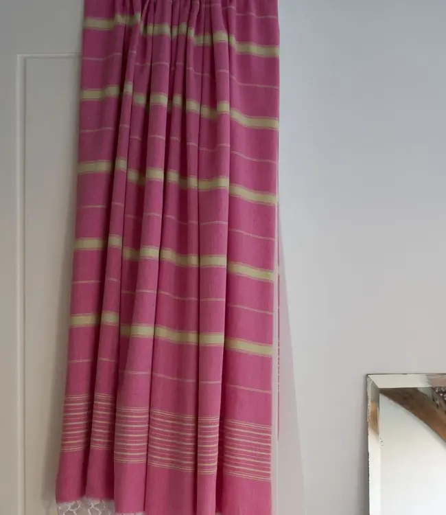 2 kleuren hamamdoek fuchsia/linde 170x100cm