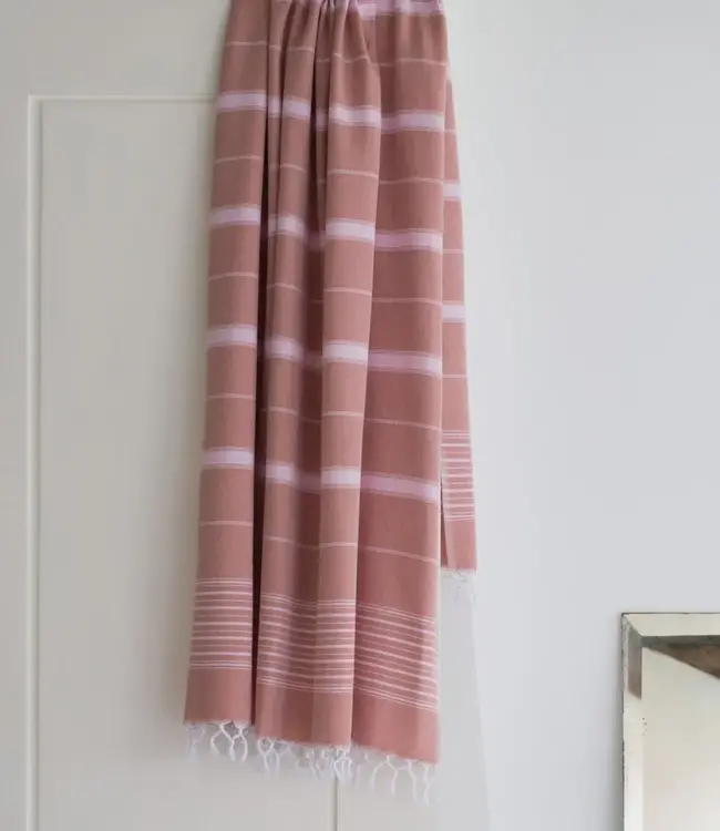 2 kleuren hamamdoek koper/roze 170x100cm
