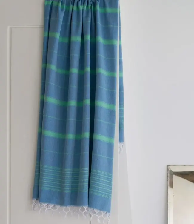 2 kleuren hamamdoek oceaanblauw/jade 170x100cm