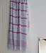 Ottomania 2 kleuren hamamdoek lichtblauw/robijnrood 170x100cm