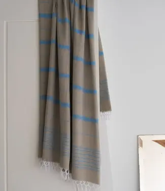 Ottomania 2 kleuren hamamdoek olijfgroen/oceaanblauw