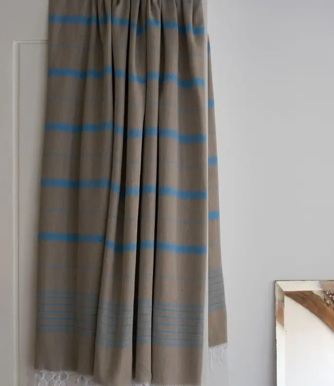 2 kleuren hamamdoek olijfgroen/oceaanblauw 170x100cm