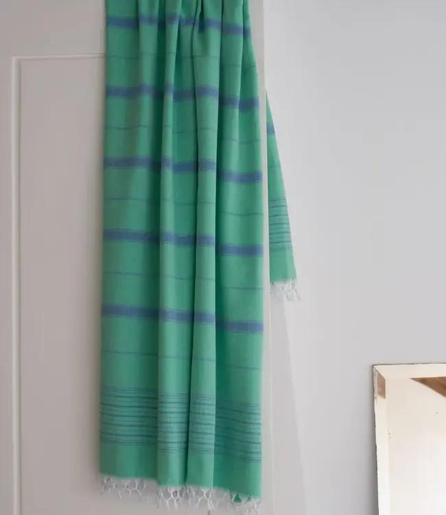 2 kleuren hamamdoek jade/oceaanblauw 170x100cm