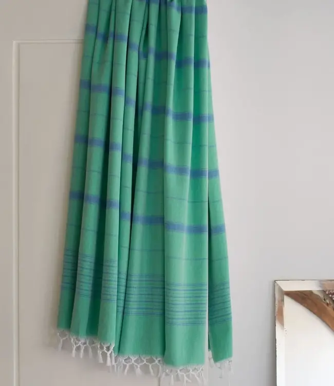 2 kleuren hamamdoek jade/oceaanblauw 170x100cm