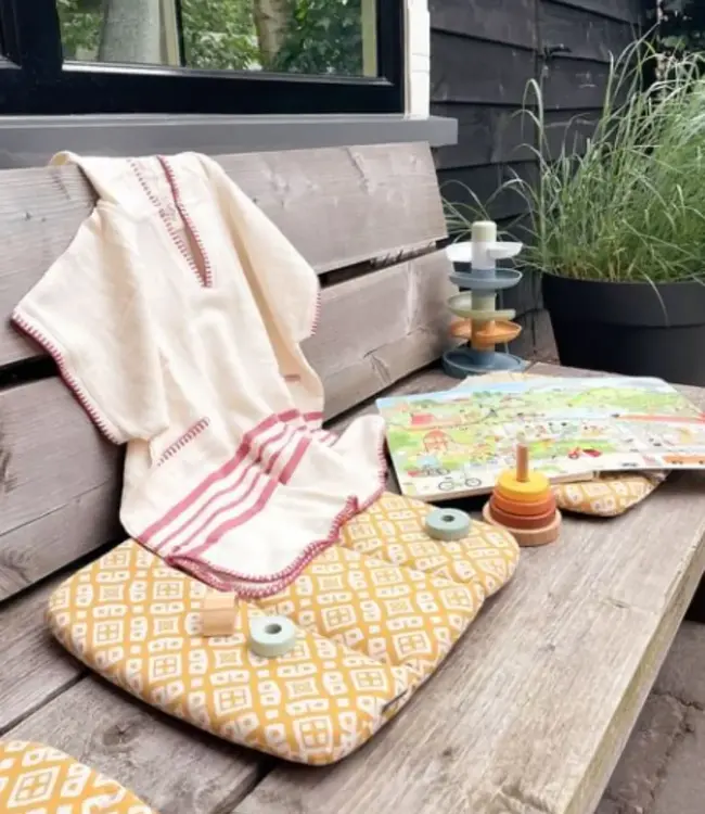 kinder strandponcho natural dusty rose