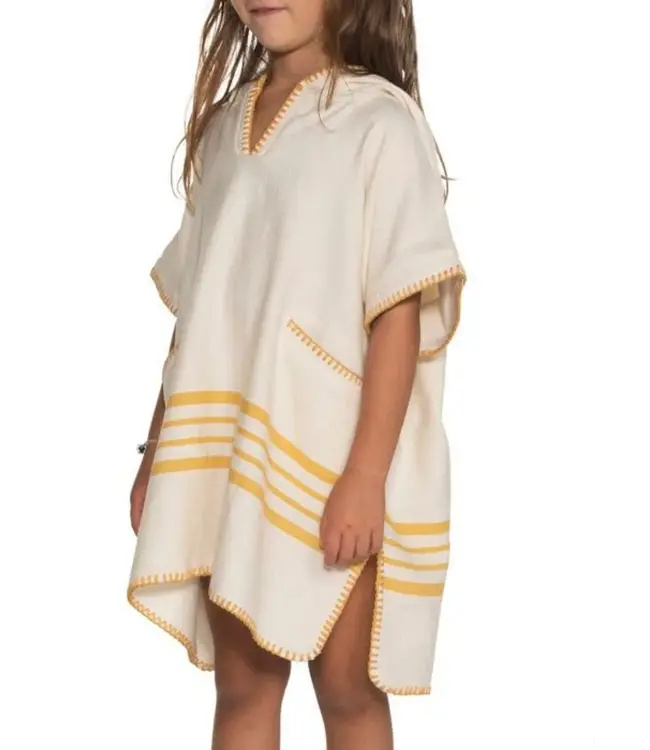 kinder strandponcho natural mustard yellow