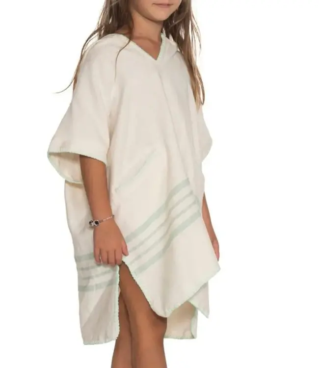 kinder strandponcho natural mint