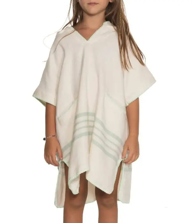 kinder strandponcho natural mint