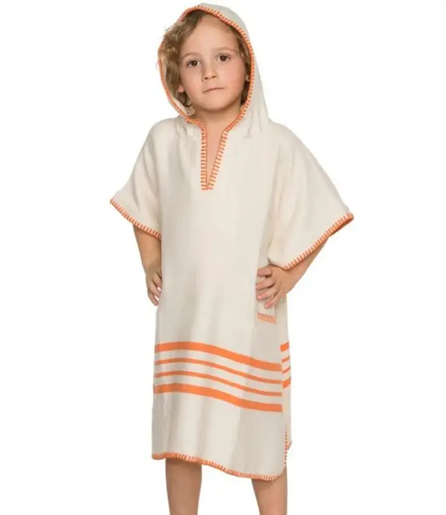kinder strandponcho natural orange