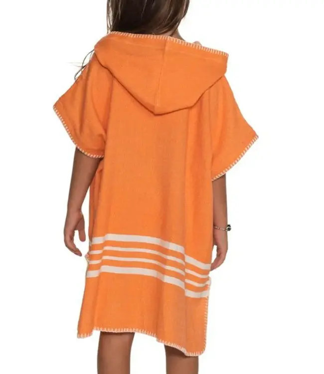 kinder strandponcho orange