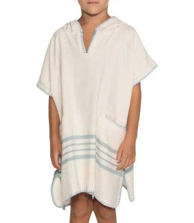 kinder strandponcho natural light blue