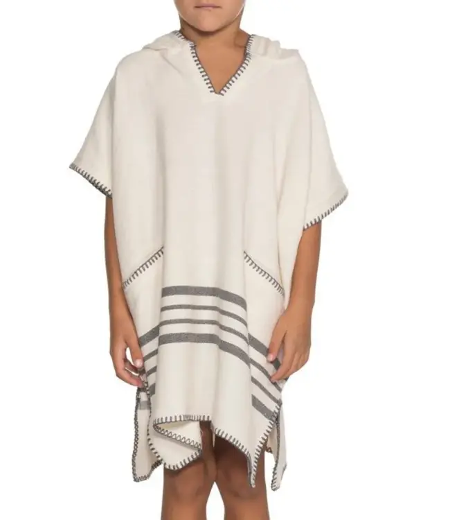 kinder strandponcho natural dark grey