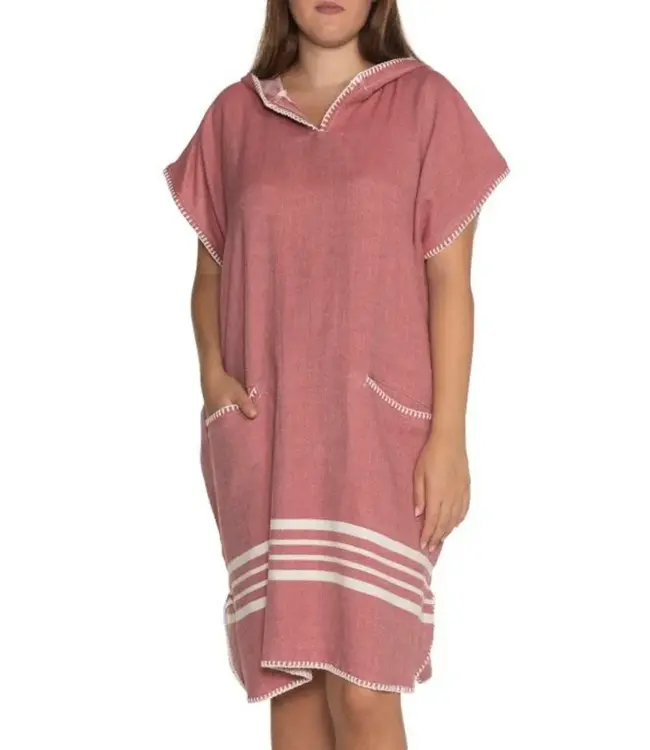 HOMELEVEL badponcho voor dames en heren - Strandponcho 100% katoen met geborduurd design - Surfponcho volwassenen - In verschillende maten en designs